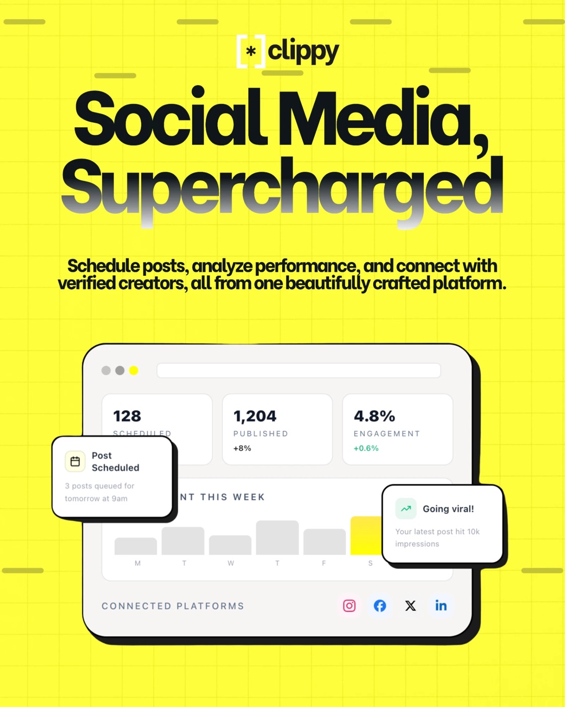 Clippy ad concept — Social media, supercharged