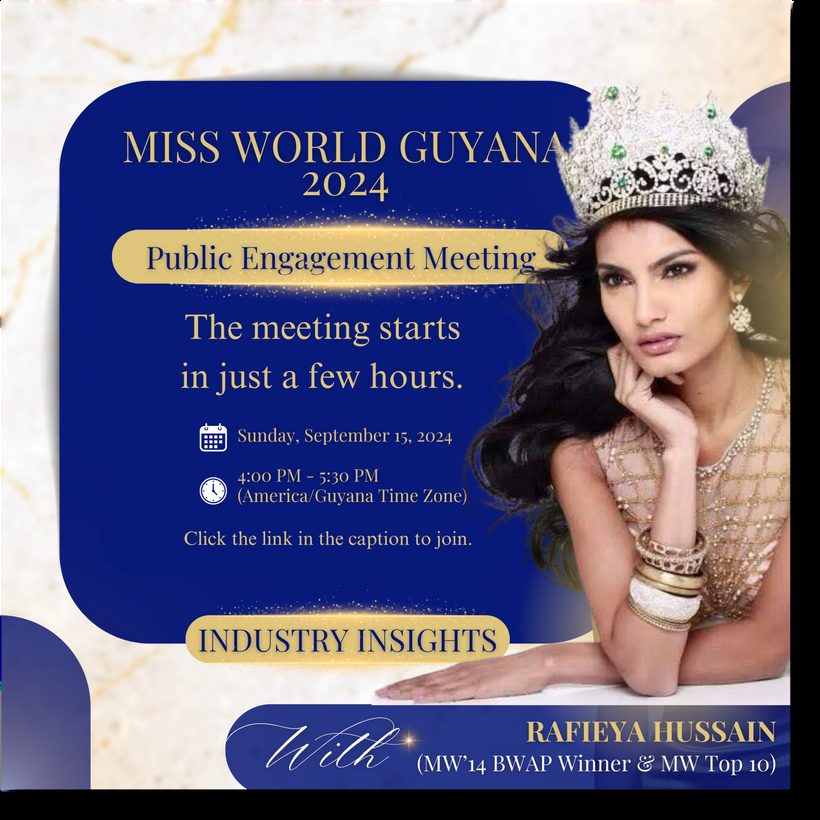 Miss World Guyana — public engagement graphic